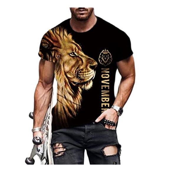 Men's Short Sleeve Lion Tee- Size XL - Picture 1 of 3